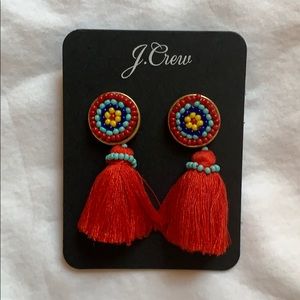 JCREW Beaded Tassel Stud Earrings